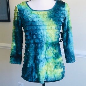KIM ROGERS RUFFLED LAYERED BLOUSE TOP